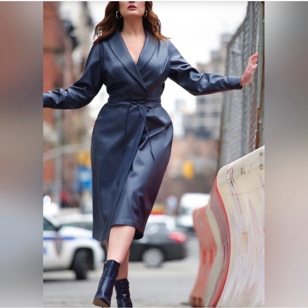 Brand New Faux Leather Wrap Dress